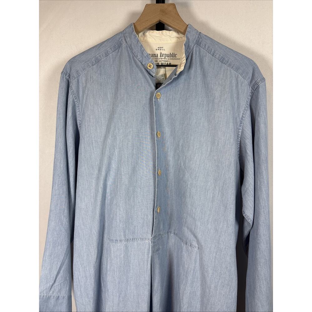 VTG Banana Republic Cabin Wear Chambray Midi Dress Womens Small Blue Cottagecore - Picture 2 of 9